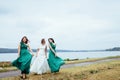 Group bride wedding summer outdoor. Ukraine Europe