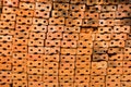 Group of brown bricks are stacked to prepare construct buildings Royalty Free Stock Photo