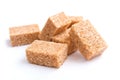 Group of brown cane sugar cubes