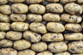 Group of brown fresh potatoes. Many fresh organic potatoes as a background. Royalty Free Stock Photo