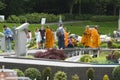 A group of Buddhist monks enjoy in Madurodam