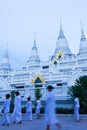 Buddhist women in traditional clothing are practices Dharma