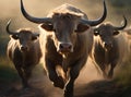 A group of bulls looking at the camera