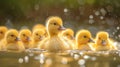 A group of a bunch of ducks swimming in the water, AI Royalty Free Stock Photo