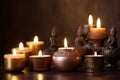 Group of burning candles for meditation AI generated Royalty Free Stock Photo