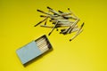 Group of burnt matches with one unused matchstick Royalty Free Stock Photo