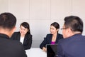 Group of business asian people meeting and working communicating while sitting at room office desk together,Teamwork Concept Royalty Free Stock Photo