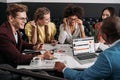 group of business partners having conversation