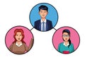 Group of business people avatar profile picture in round icon Royalty Free Stock Photo