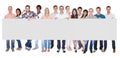 Group Of Business People With A Blank Banner