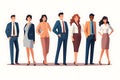 Group of business people. Businessmen and businesswomen standing together. Vector illustration