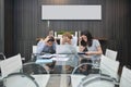 Group of business people depressed in a meeting room, sharing th
