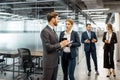 Group of business people in the hallway Royalty Free Stock Photo