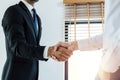 Group of business people handshake after finishing up business meeting in meeting room Royalty Free Stock Photo