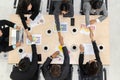 Group business people handshake at meeting table Royalty Free Stock Photo