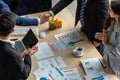 Group business people handshake at meeting table Royalty Free Stock Photo