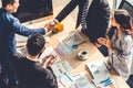 Group business people handshake at meeting table Royalty Free Stock Photo