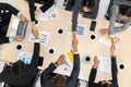 Group business people handshake at meeting table Royalty Free Stock Photo