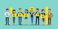 Group of business people holding board with GROWTH word and up arrow graph. Successful business growth concept illustration.