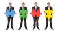 Group of business people holding jigsaw puzzle Royalty Free Stock Photo