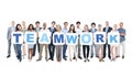 Group of Business People Holding Word Teamwork Royalty Free Stock Photo