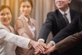 Group of business people join hands success for dealing,Team work to achieve goals,Hand coordination Royalty Free Stock Photo