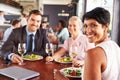 Group of business people at lunch in a restaurant Royalty Free Stock Photo