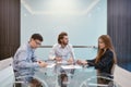 Group of business people meeting in a meeting room, sharing their ideas, Multi ethnic Royalty Free Stock Photo