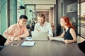 Group of business people meeting in a meeting room, sharing their ideas, Multi ethnic Royalty Free Stock Photo