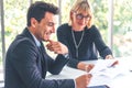 Group of business people in the meeting room having a new project discussion. Brainstorming  teamwork concept Royalty Free Stock Photo