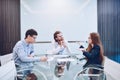 Group of business people meeting in a meeting room, sharing their ideas, Multi ethnic Royalty Free Stock Photo