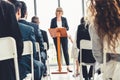 Group of business people meeting in a seminar conference Royalty Free Stock Photo