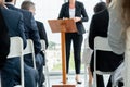 Group of business people meeting in a seminar conference Royalty Free Stock Photo