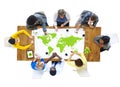Group of Business People Meeting with World Map Royalty Free Stock Photo