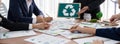 Group of business people planning and discussing on recycle symbol.Trailblazing Royalty Free Stock Photo
