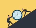 The group of business people pushing the clock up. Working together concept Royalty Free Stock Photo