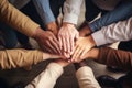 Group of business people putting their hands together. Teamwork concept, A group of diverse hands holding each other in support, Royalty Free Stock Photo