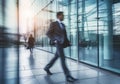 Group of business people rushing in the lobby. motion blur, AI Generated Royalty Free Stock Photo