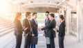 Group of Business people shaking hands,Teamwork finishing up a meeting partners greeting each other after signing contract Royalty Free Stock Photo