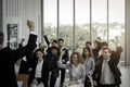 Group of business people sitting on conference together listening to the speaker giving a speech in the meeting room seminar  The Royalty Free Stock Photo