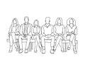 Group Of Business People Sitting In Line Waiting For Interview Doodle Human Resources Concept Royalty Free Stock Photo