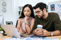 Group business people in smart casual discuss project look at laptop computer screen in meeting room office, intern new employee, Royalty Free Stock Photo