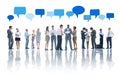 Group of Business People and Speech Bubbles Royalty Free Stock Photo