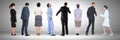 Group of Business People standing with grey vignette Royalty Free Stock Photo