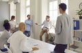 Group of business people talking on a meeting at the working place in office.