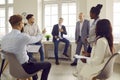 Group of business people talking on a meeting at the working place in office.