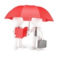 Group of business people with umbrella and manual Royalty Free Stock Photo