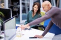 Group of business people using computer and working together in a modern office