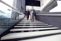 Group of business people walking at stairs Royalty Free Stock Photo