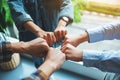 Group of business team work join their hands together Royalty Free Stock Photo